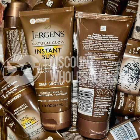 Jergens Natural Glow Deep Bronze Instant Sunless Tanning Moisturizer + Bronzer 6OZ (150 Pcs Lot)
