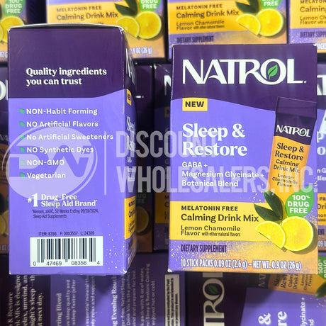 Natrol Sleep & Restore Calming Drink Mix Lemon Chamomile 10 Sticks (200 Pcs Lot)