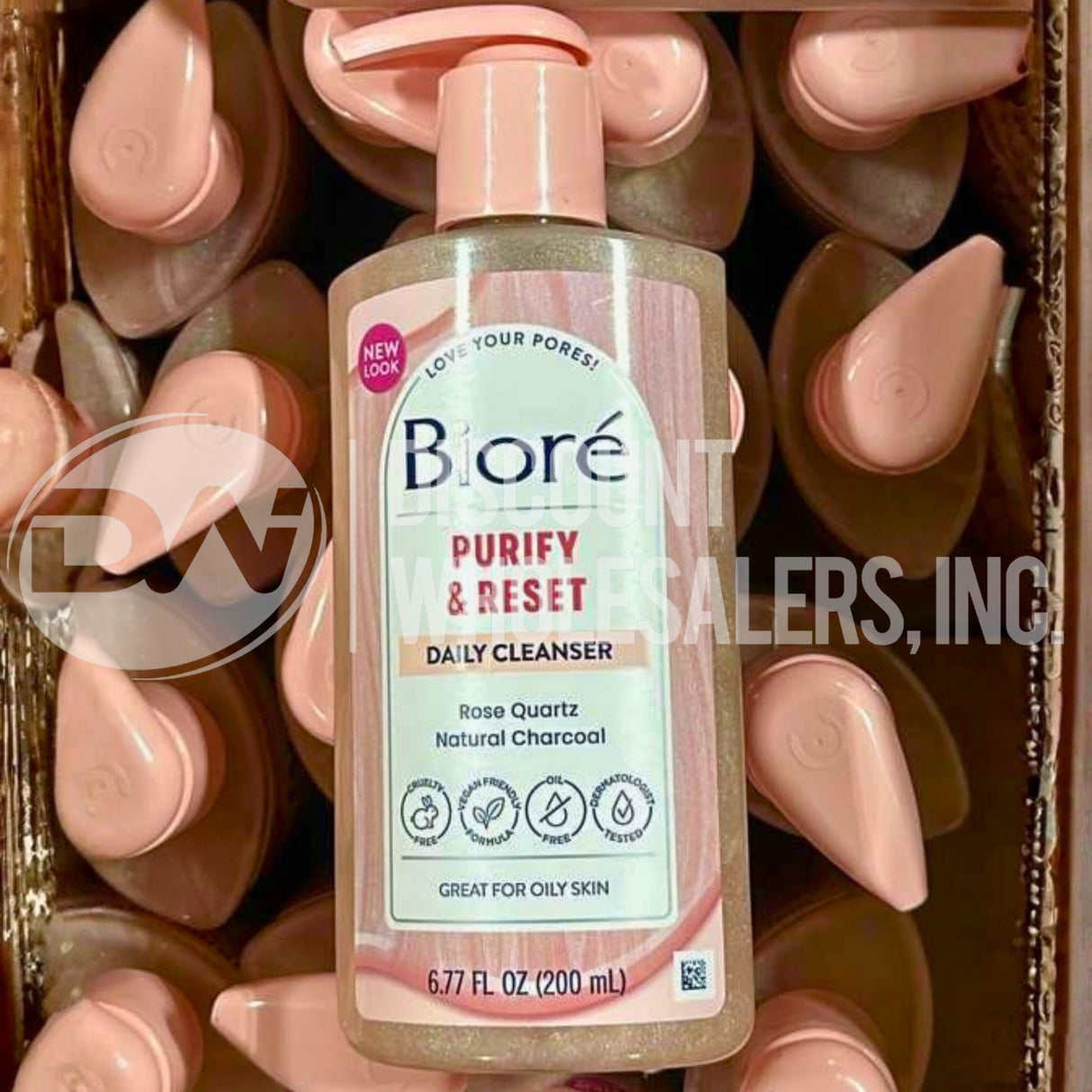 Bioré Rose Quartz + Charcoal Daily Purifying Cleanser, Oil Free Facial 6.77 OZ (50 Pcs Lot)