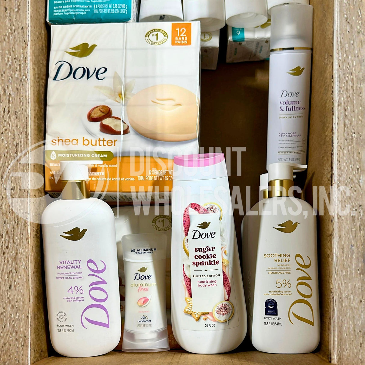 Dove Assorted Shampoo, Conditioner, Bar Soap, Deodorant And More Different Sizes (60 Pcs Lot)