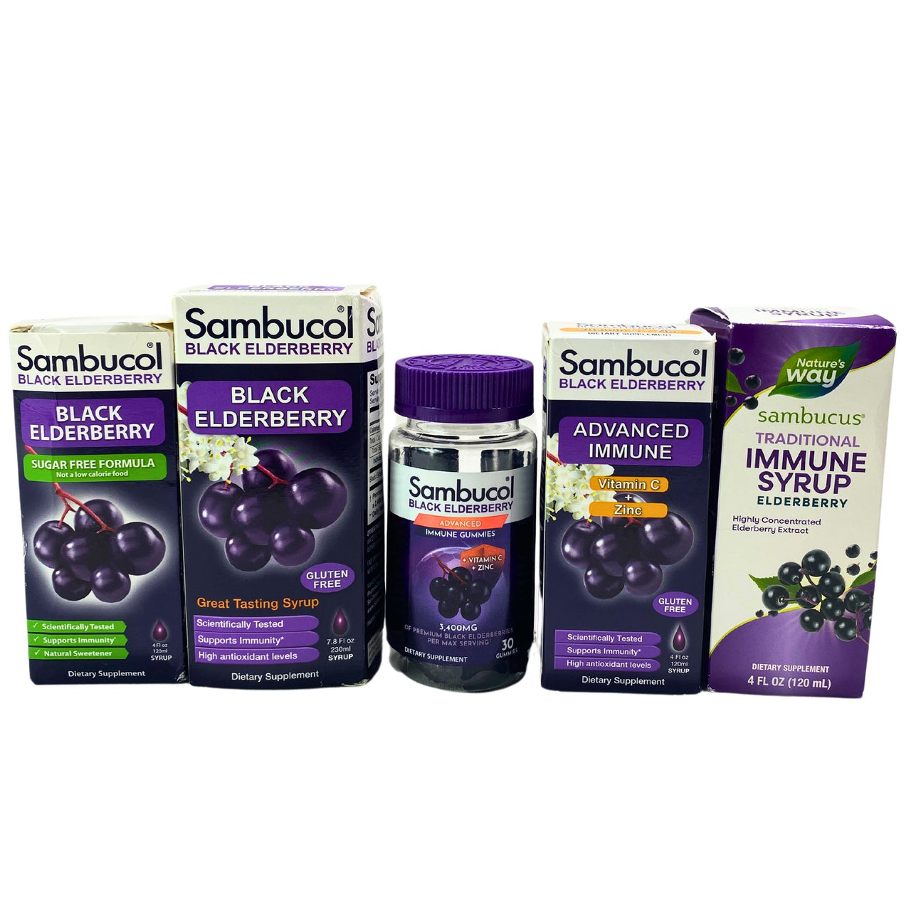 Sambucol & Nature's Way Black Elderberry Gummies and Syrup Mix