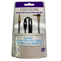 Thumbnail for Infinitive Coiled 3.5mm Aux Cable with Mic and Remote 6ft (48 Pcs Lot)