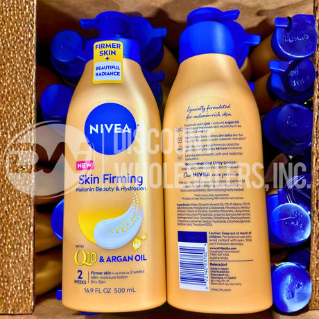 Nivea Skin Firming Melanin Beauty & Hydration Body Lotion w/ Q10 & Argan Oil 16.9FL (76 Pcs Lot)
