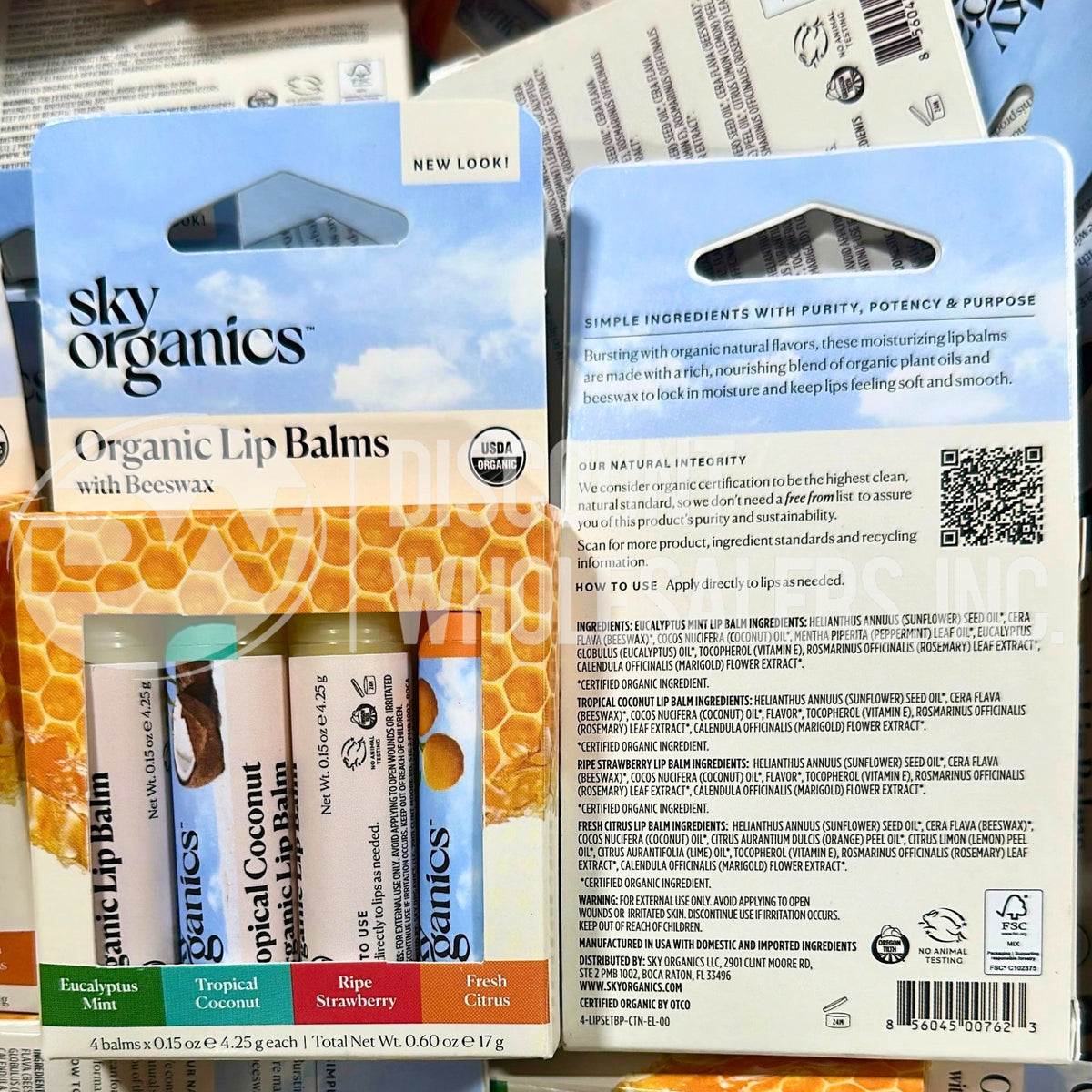 Sky Organics Organic Lip Balms w/ Beeswax (145 Pcs Lot)