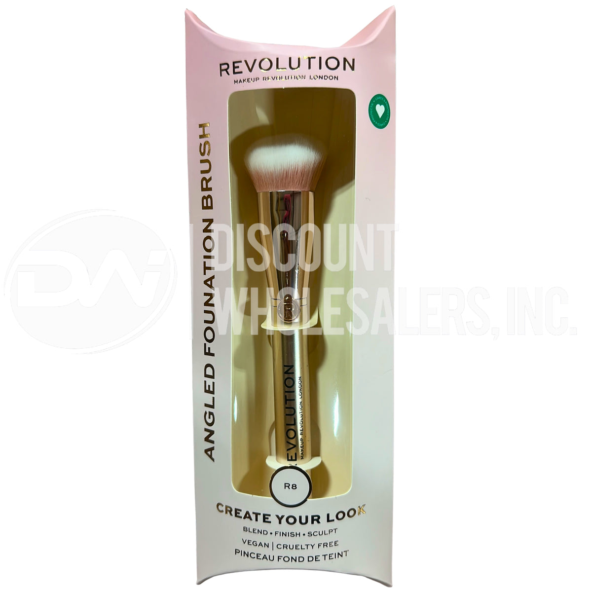 Revolution Makeup London R8 Angled Foundation Brush Gold Vegan Cruelty Free (72 Pcs Lot)