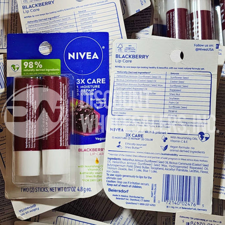 NIVEA Blackberry Lip Care Tinted Lip Balm , 0.17 Oz (105 Pcs Lot)