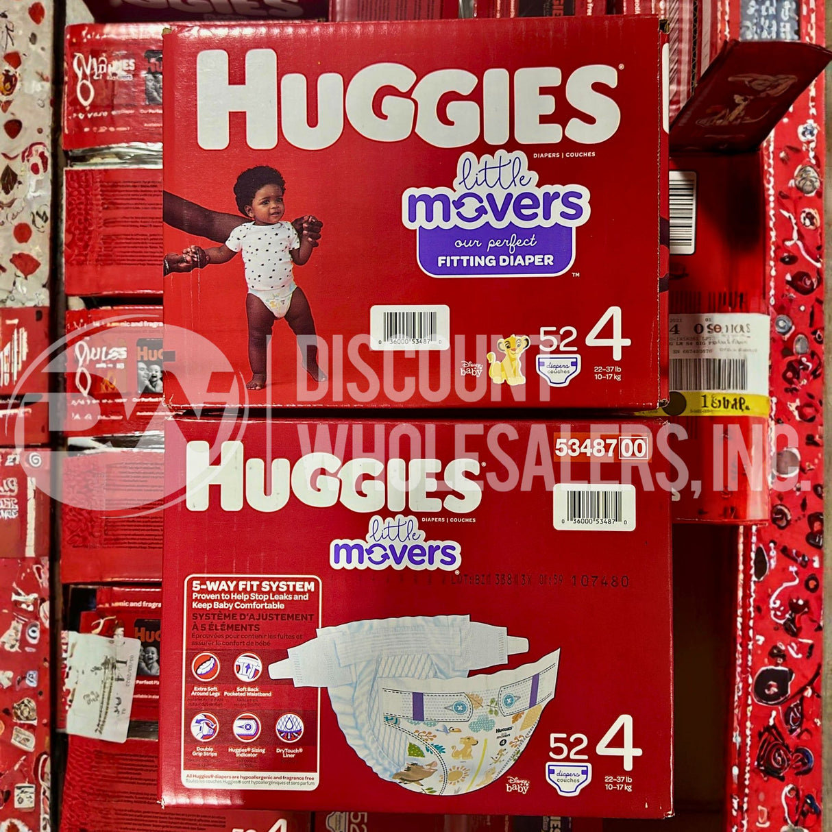 Huggies, Little Movers, Size 4 22-37LBS 10-17KG 52 COUNT (28 Pcs Lot)