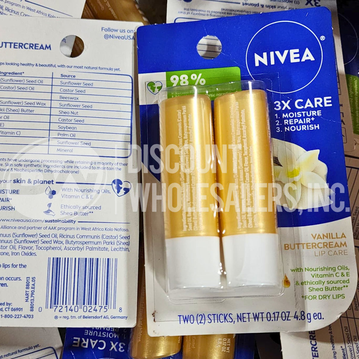 Nivea All-Day Lip Care Duo Vanilla Buttercream 0.17 Oz (220 Pcs Lot)