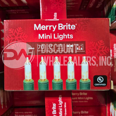 Green Wire New Merry Brite Mini Lights Clear Bulb 70 ct Indoor Outdoor 15 ft (126 Pcs Lot)