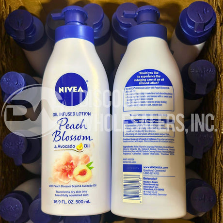 Nivea Oil Infused Peach Blossom and Avocado Oil Body Lotion, 16.9 Fl Oz (52 Pcs Lot)