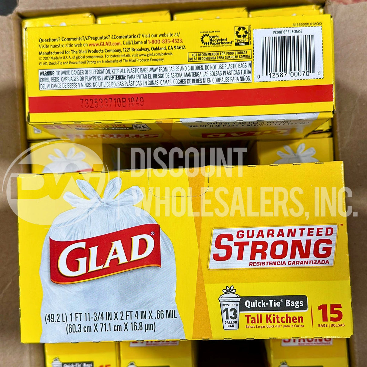 Glad Tall Kitchen Bags, Quick-Tie, 15 Bags (360 Pcs Lot)