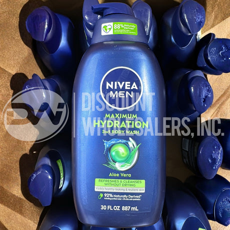 Nivea Men Maximum Hydration Body Wash for Dry Skin, Aloe 30 Fl Oz (100 Pcs Lot)
