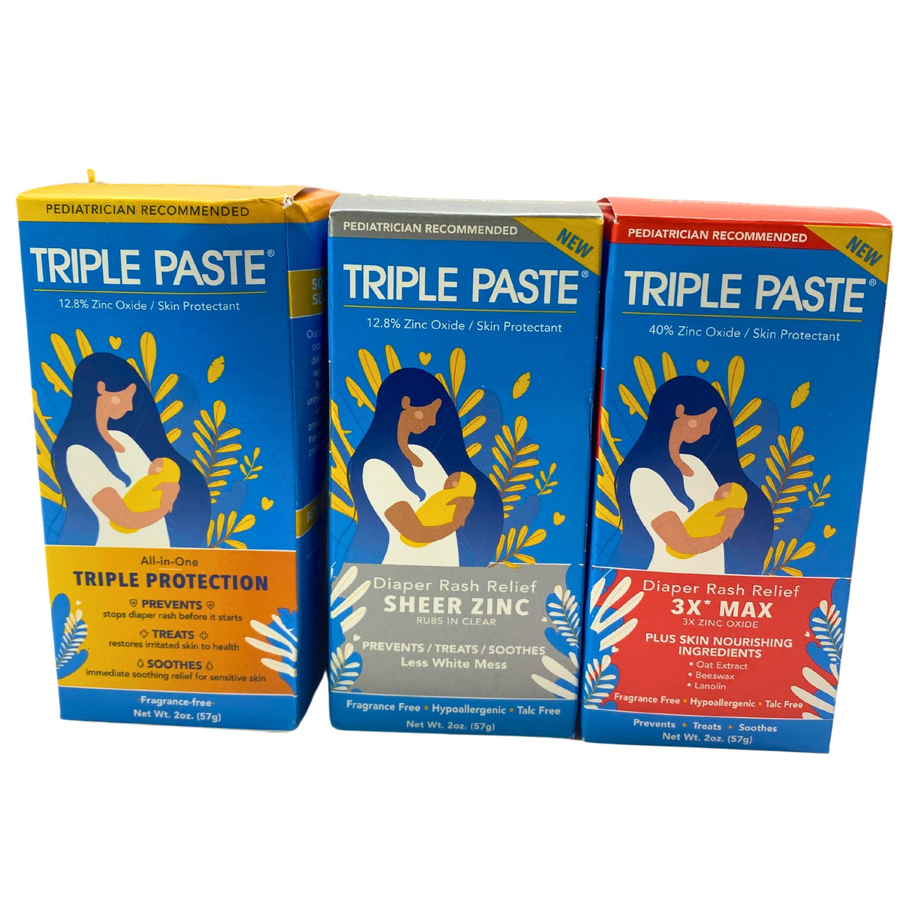 Triple Paste Diaper Rash Relief Triple Protection, Sheer Zinc, 3x Max 2 OZ 