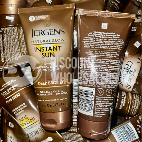 Jergens Natural Glow Deep Bronze Instant Sunless Tanning Moisturizer + Bronzer 6 OZ (70 Pcs Lot)