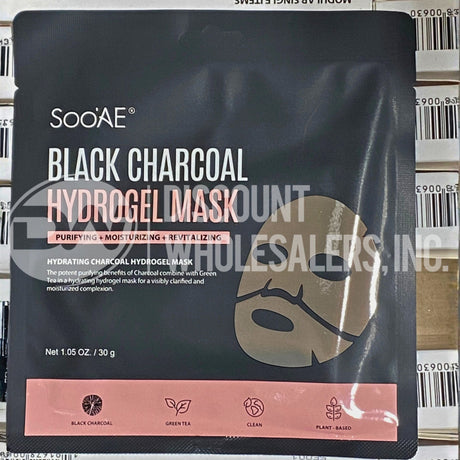 SooAE Black Charcoal Hydrogel Mask 1.05 Oz. (100 Pcs Lot)