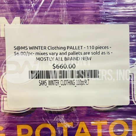 S@MS WINTER Clothing - (110 Pcs Per Pallet)