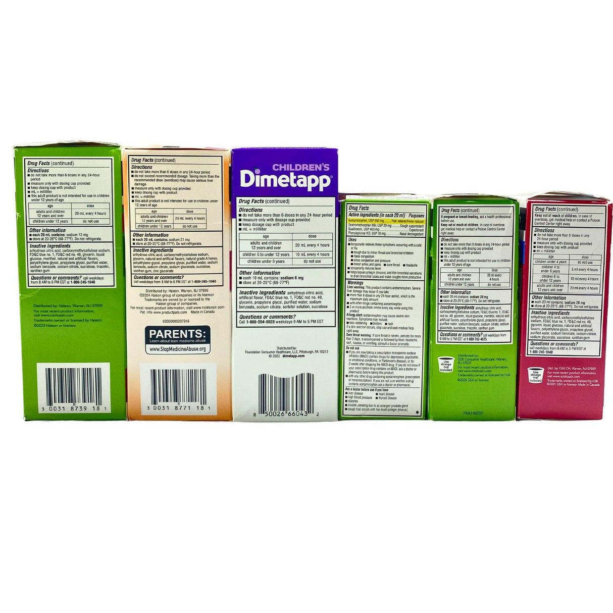 Robitussin and Dimetapp Lot For Cold, Congestion, Allergy, and Flu Adult And Children's 4 FL OZ and 8 FL OZ (39 Pcs Lot)