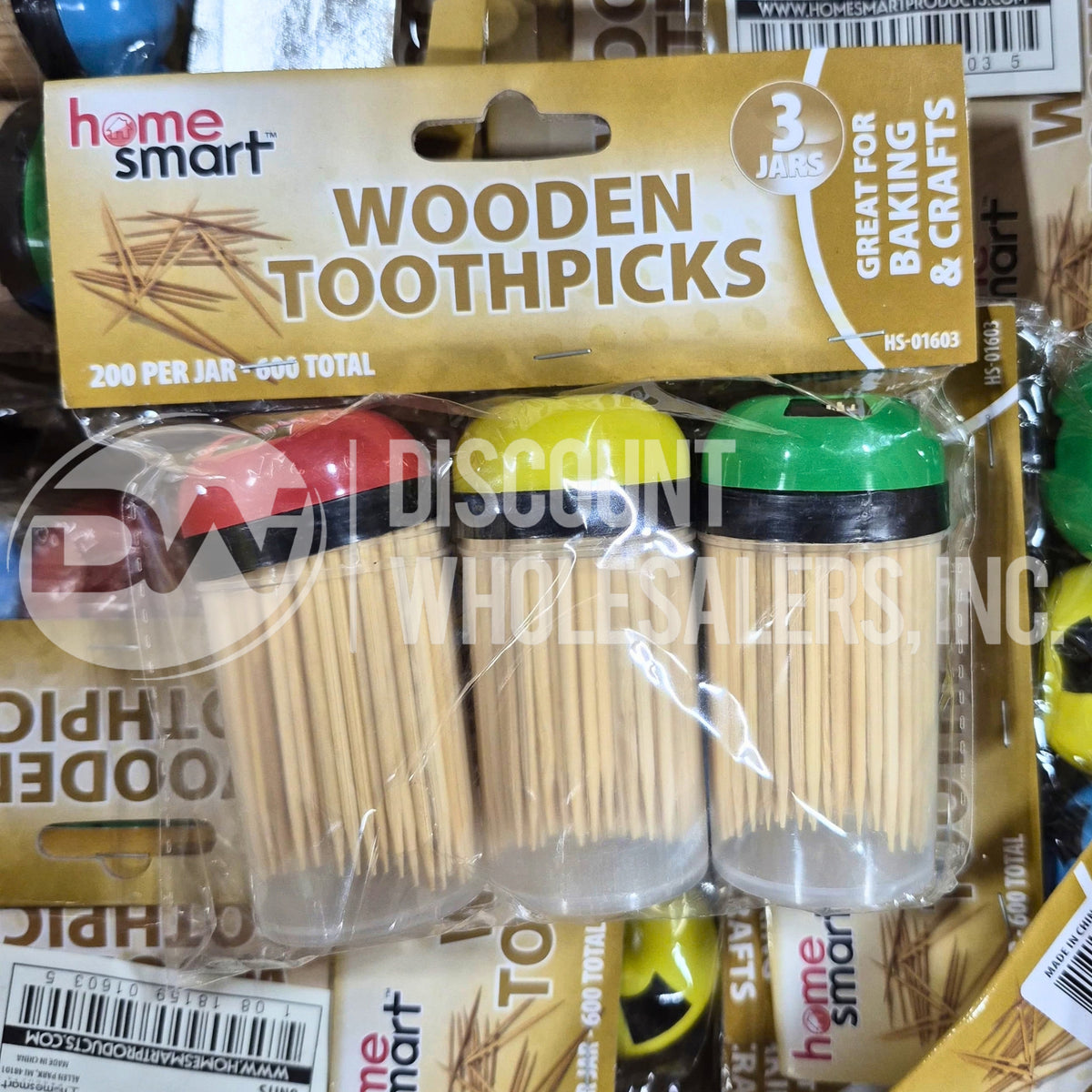 Home Smart HS-01603, Wooden Toothpicks, 200 Per Jar, 600 Total (65 Pcs Lot)