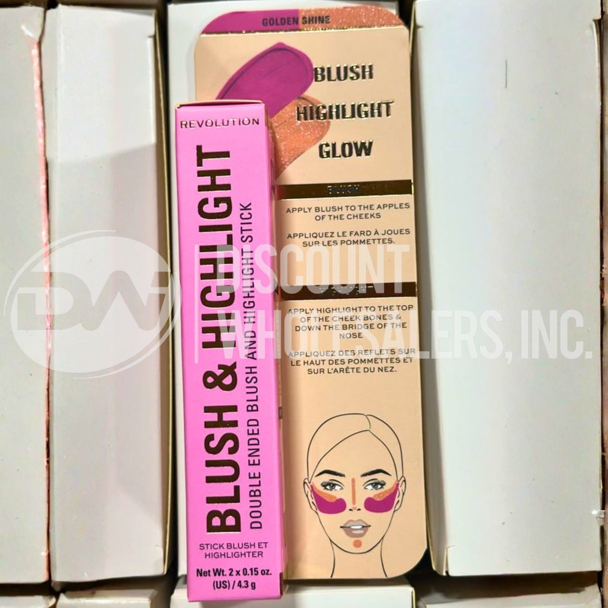 Revolution Beauty London, Blush Stick and Illuminator Golden Shine 0.15 Oz (72 Pcs Lot)