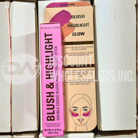Revolution Beauty London, Blush Stick and Illuminator Golden Shine 0.15 Oz (72 Pcs Lot)