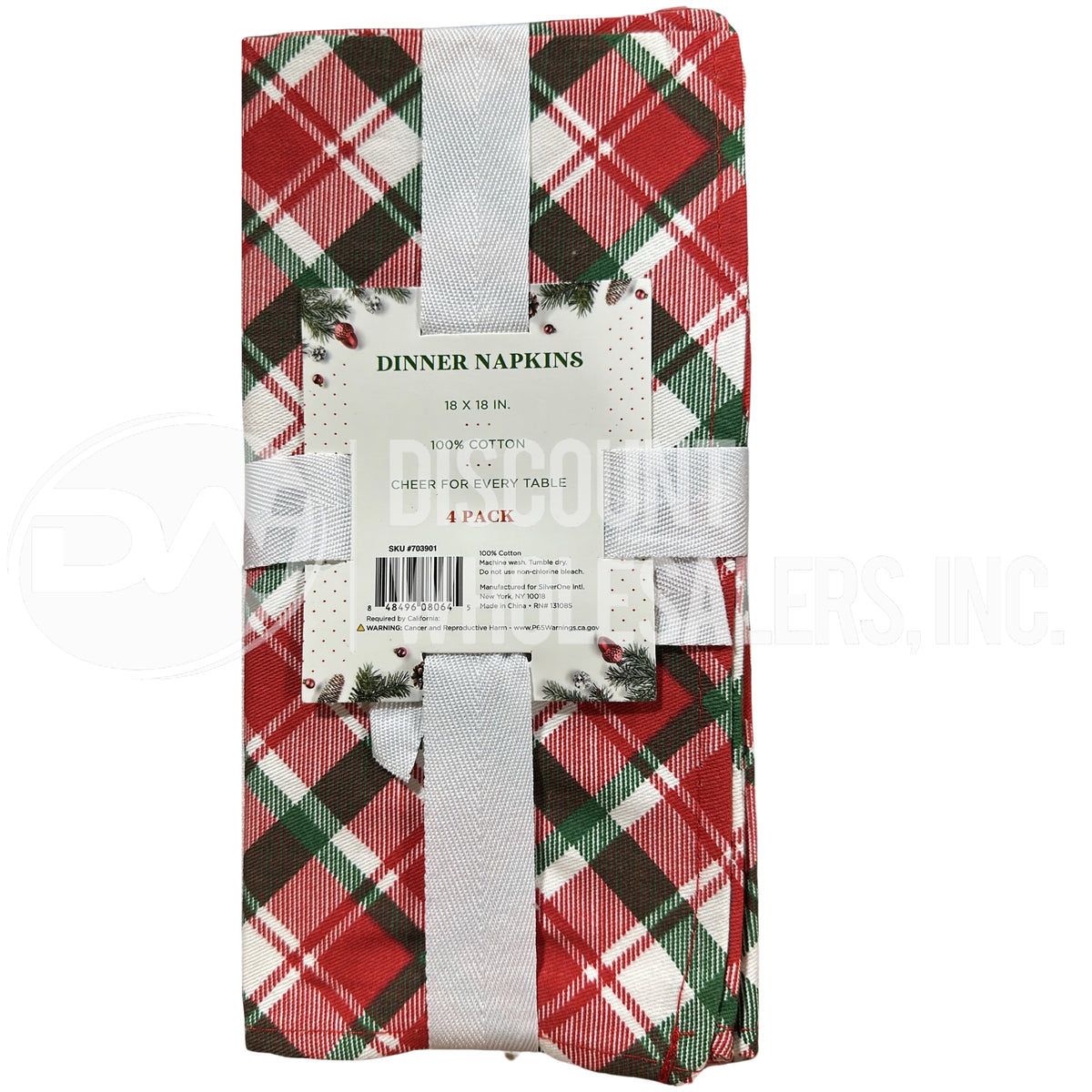 Christmas Plaid Cotton Dinner Napkins 18x18 in (50 Pcs Lot)