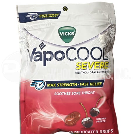 Vicks Vapocool Severe Cherry Freeze Sore Throat Drops 45 Count Menthol Relief (65 Pcs Lot)
