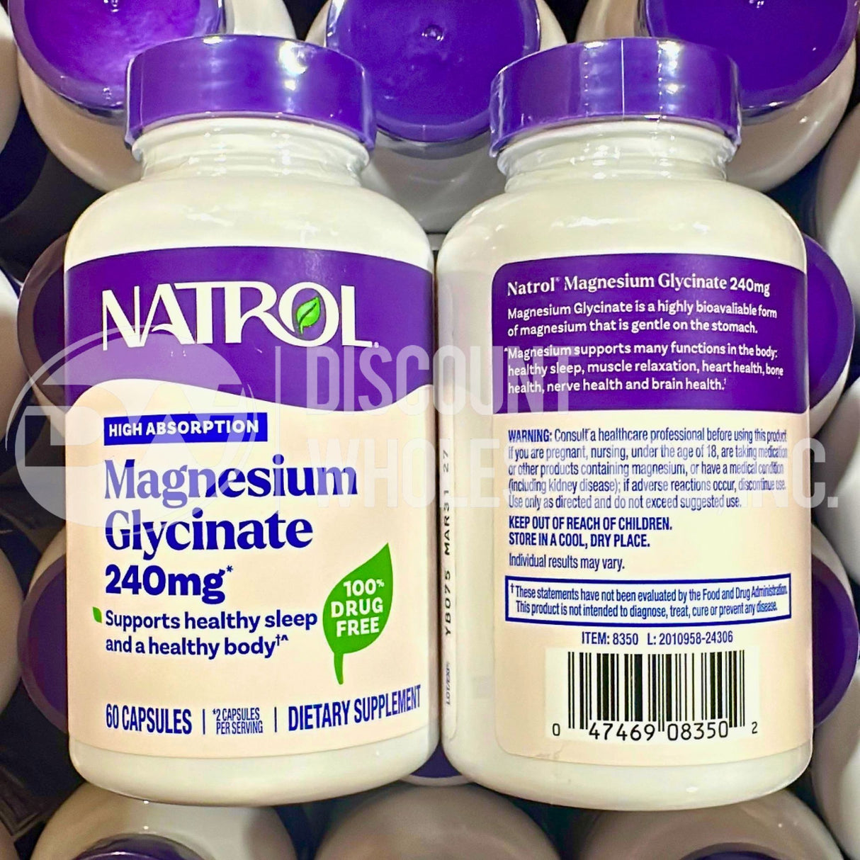 Natrol Magnesium Glycinate Supports Healthy Sleep & Body 240mg 60 Capsules (68 Pcs Lot)