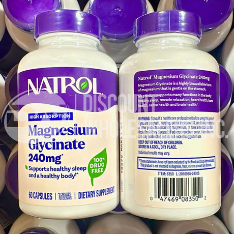 Natrol Magnesium Glycinate Supports Healthy Sleep & Body 240mg 60 Capsules (68 Pcs Lot)