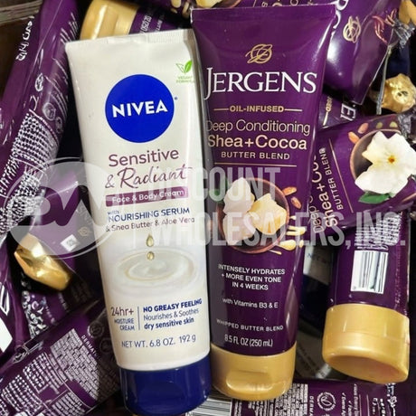 Nivea Sensitive 6.8fl And Jergens Shea+Cocoa 8.5fl Mix (84 Pcs Lot)