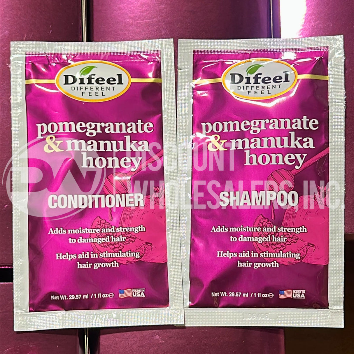 Difeel Pomegranate & Manuka Honey Shampoo & Conditioner Travel (72 Pcs Lot)