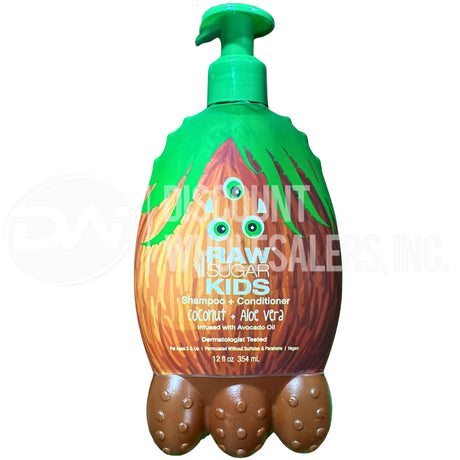 Raw Sugar Kids Shampoo + Conditioner Coconut + Aloe Vera 12 Oz (50 Pcs Lot)