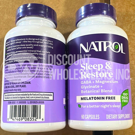 Natrol Sleep & Restore Melatonin Free GABA Magnesium 60 ct (245 Pcs Lot)