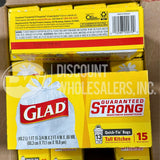 Glad Tall Kitchen Bags, Quick-Tie, 15 Bags (72 Pcs Lot)