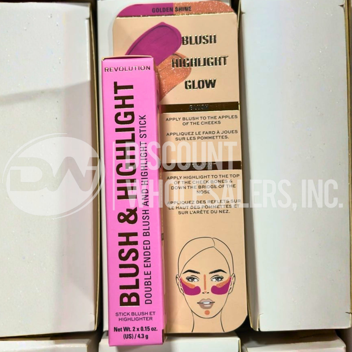 Revolution Beauty London, Blush Stick and Illuminator Golden Shine 0.15 Oz (72 Pcs Lot)