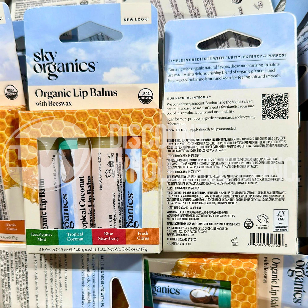 Sky Organics Organic Lip Balms w/ Beeswax (120 Pcs Lot)