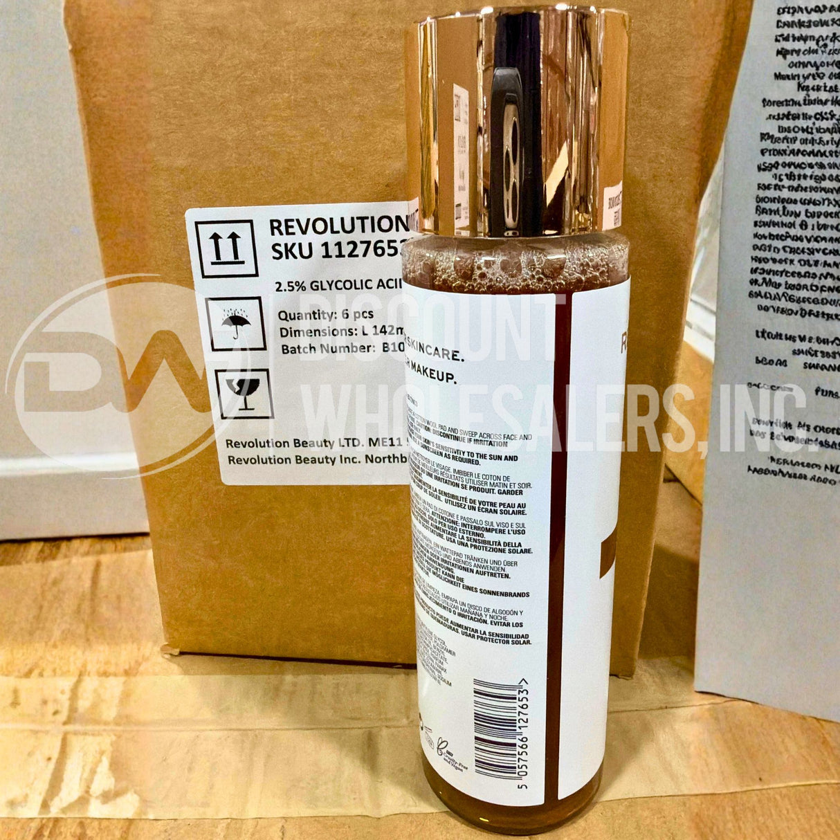 Revolution Skincare Glow Toner 2.5 % Glycolic Acid 6.76 Fl. Oz. (48 Pcs Lot)