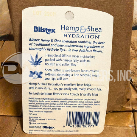 Blistex Hemp & Shea Hydration Lip Balm (100 Pcs Lot)