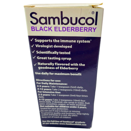 Sambucol Black Elderberry Kids 2 Years & Older Gluten Free Berry Flavor Dietary Supplement 4 FL OZ Syrup