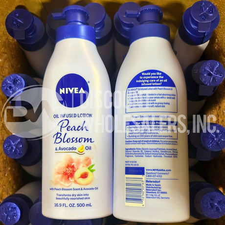 Nivea Oil Infused Peach Blossom and Avocado Oil Body Lotion, 16.9 Fl Oz (72 Pcs Lot)