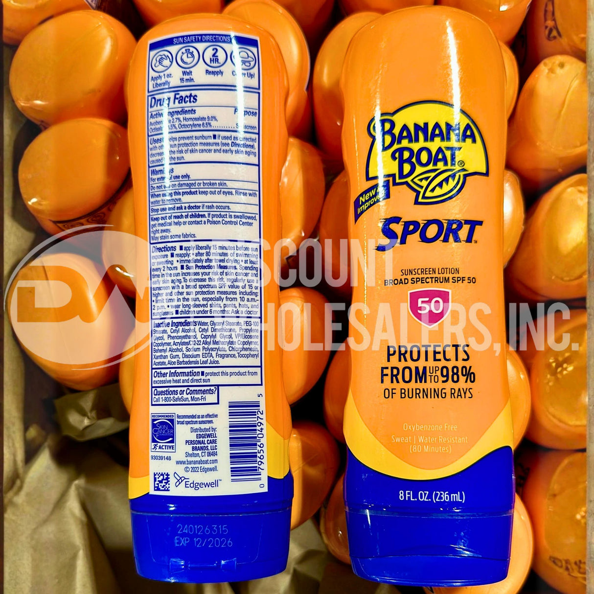 Banana Boat Sport SPF 50 Sunscreen Lotion, 8 Oz (65 Pcs Lot)