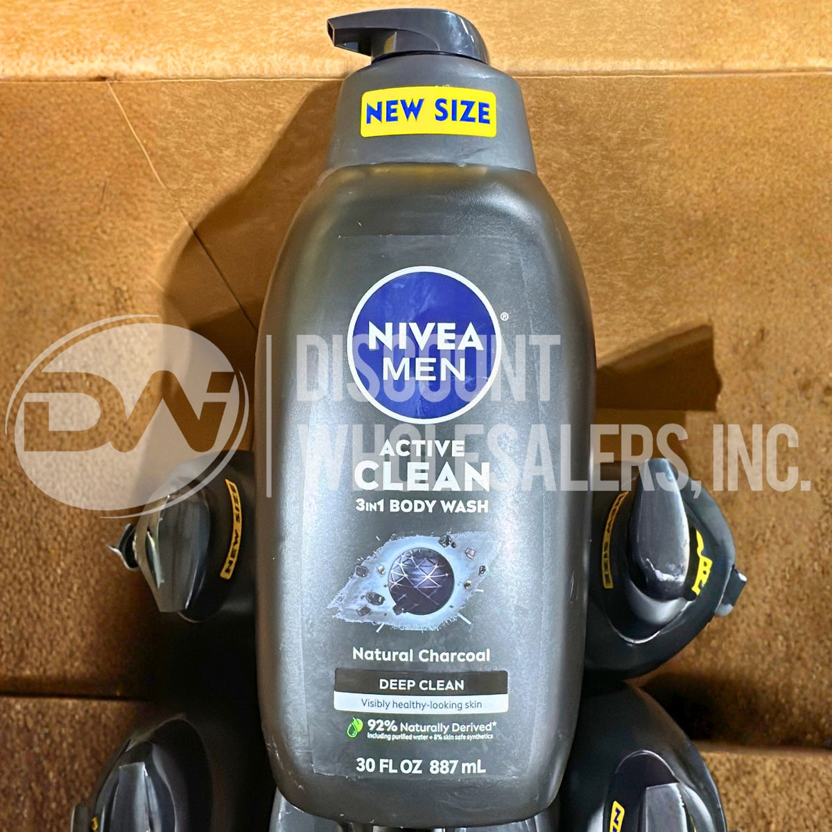 Nivea Men Natural Charcoal 3 in 1 Body Wash - 30 oz (60 Pcs Lot)