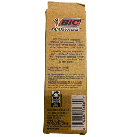 BIC Ecolutions Long-Lasting Retractable Ball Pens 4 Black Ink Excluding Ink Cartridge