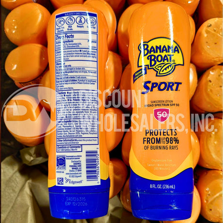 Banana Boat Sport SPF 50 Sunscreen Lotion, 8oz (73 Pcs Lot)