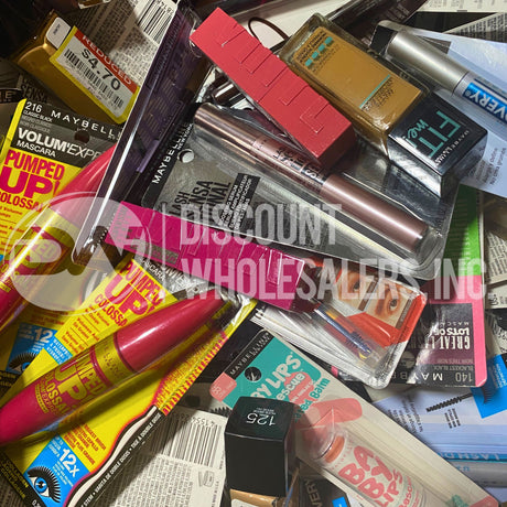 Maybelline Assorted, Mascaras, Eye Liner, Foundations, Liquid Ink Liner, Eyelash Curler and More (100 Pcs Lot)