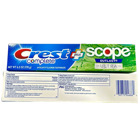Crest Complete + Scope Outlast Ultra Toothpaste 6.3 Oz (215 Pcs Lot)
