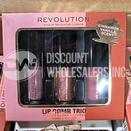 Revolution Lip Bomb Trio Cinnamon Vanilla Scent (53 Pcs Lot)
