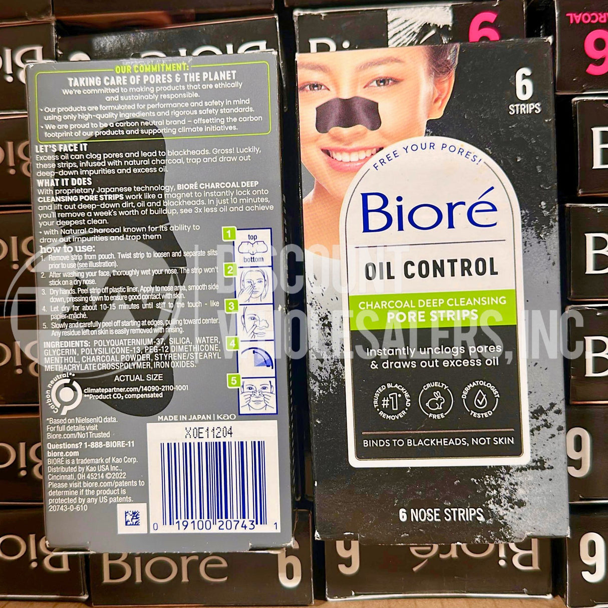 Bioré Charcoal Deep Cleansing Pore Nose Strips - 6ct  (100 Pcs Lot)