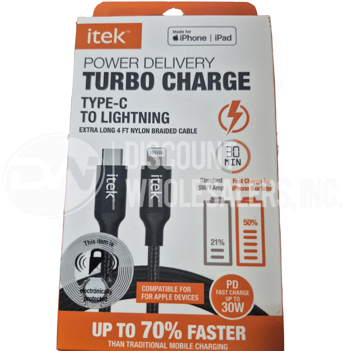 Itek Power Delivery Turbo Charge Type-C To Lightning (60 Pcs Lot)