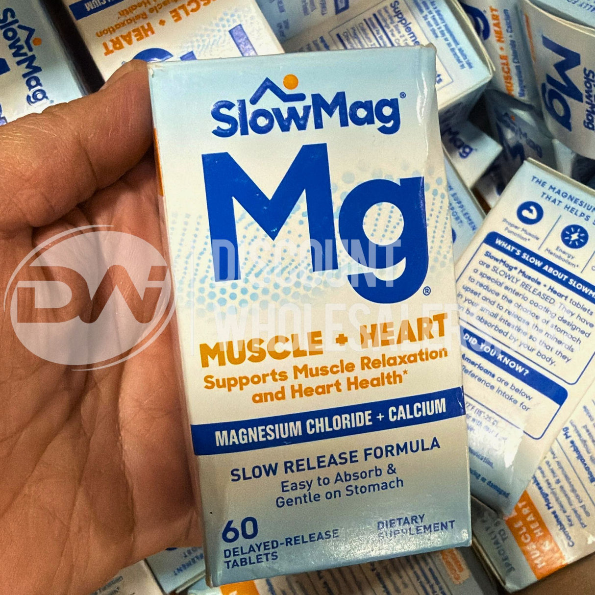 SlowMag Mg Muscle+Heart slow Release Formula 60 Tablets (50 Pcs Lot)