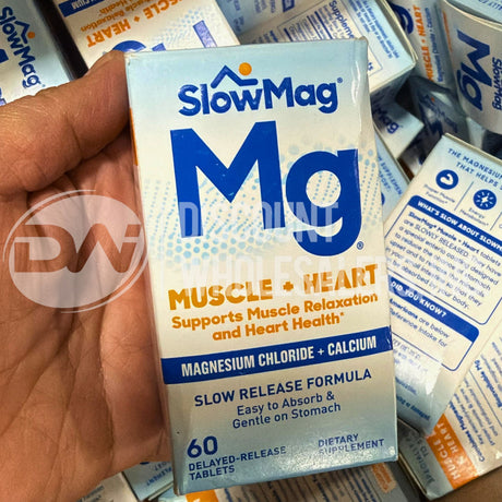SlowMag Mg Muscle+Heart slow Release Formula 60 Tablets (50 Pcs Lot)